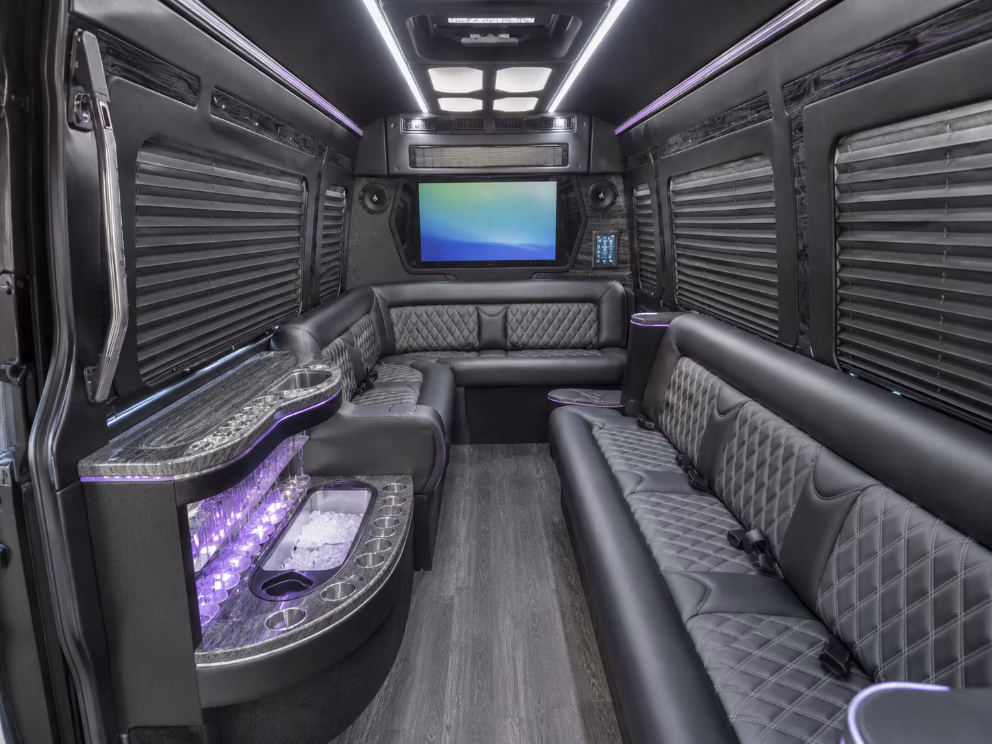 visalia 40 passenger party bus inside