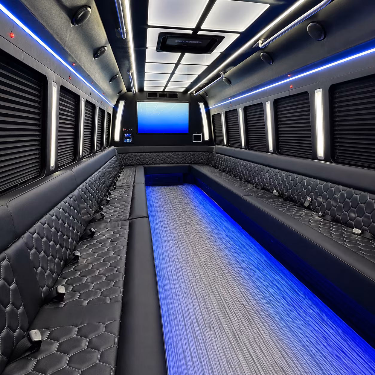 visalia 50 passenger party bus inside